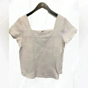 Lucky Brand cream  crop casual crochet prairie short sleeve crop top S